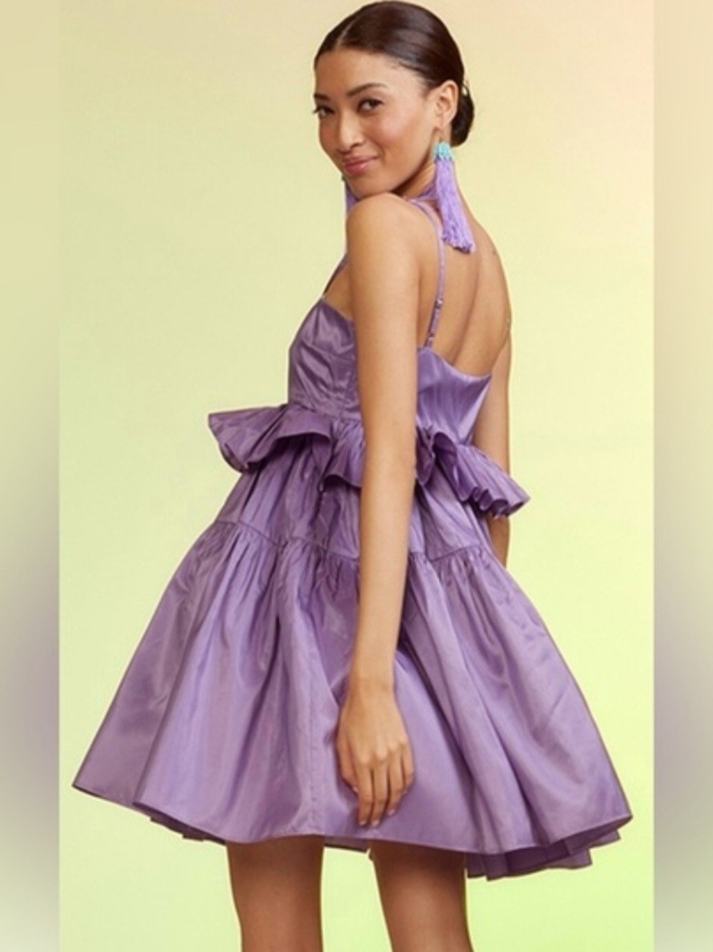 Cynthia Rowley Lavender Ruffle-Tiered Spaghetti Strap Dress - Picture 4 of 8